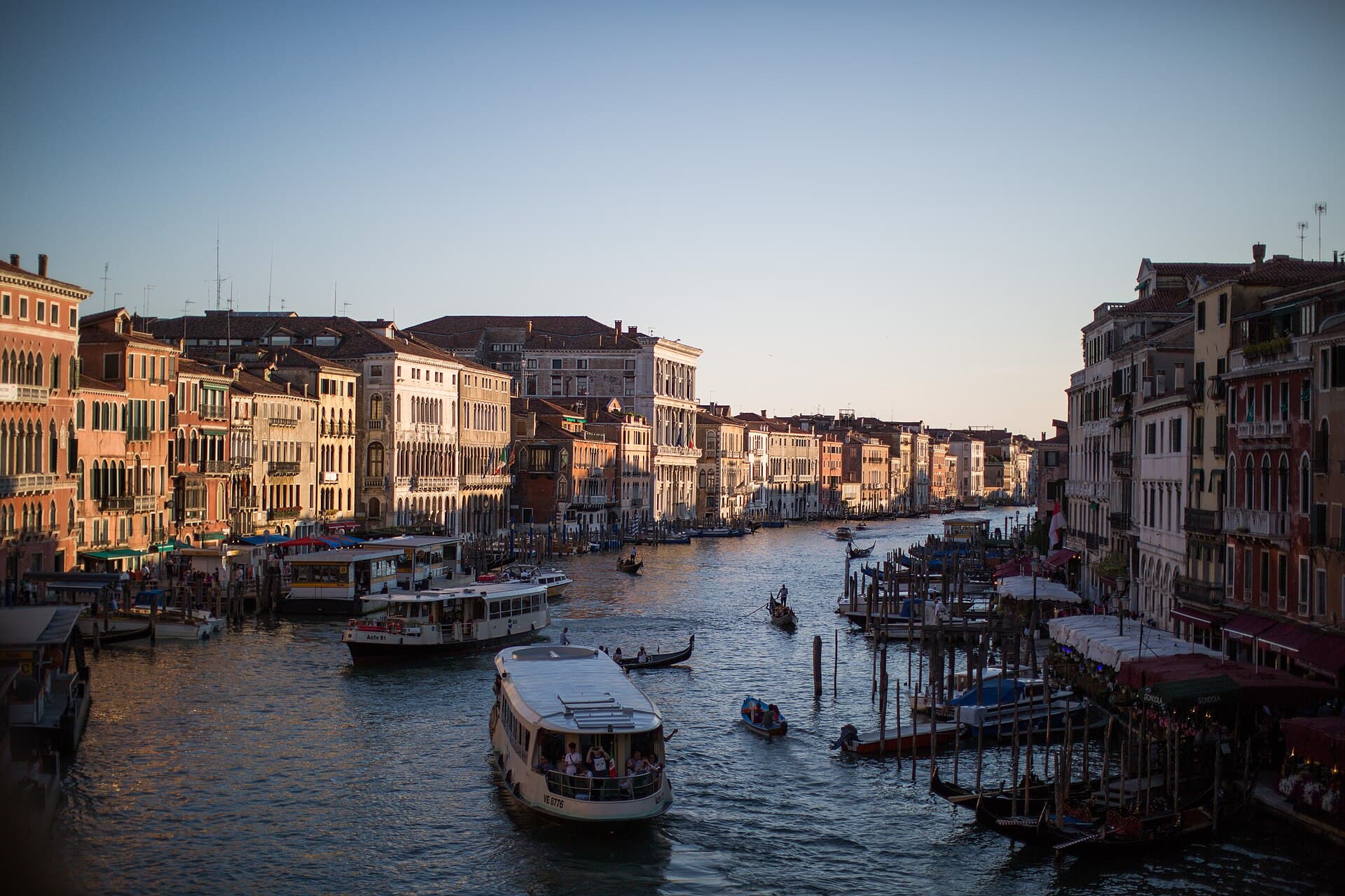 Boats on the Grand Canal in Venice, Italy