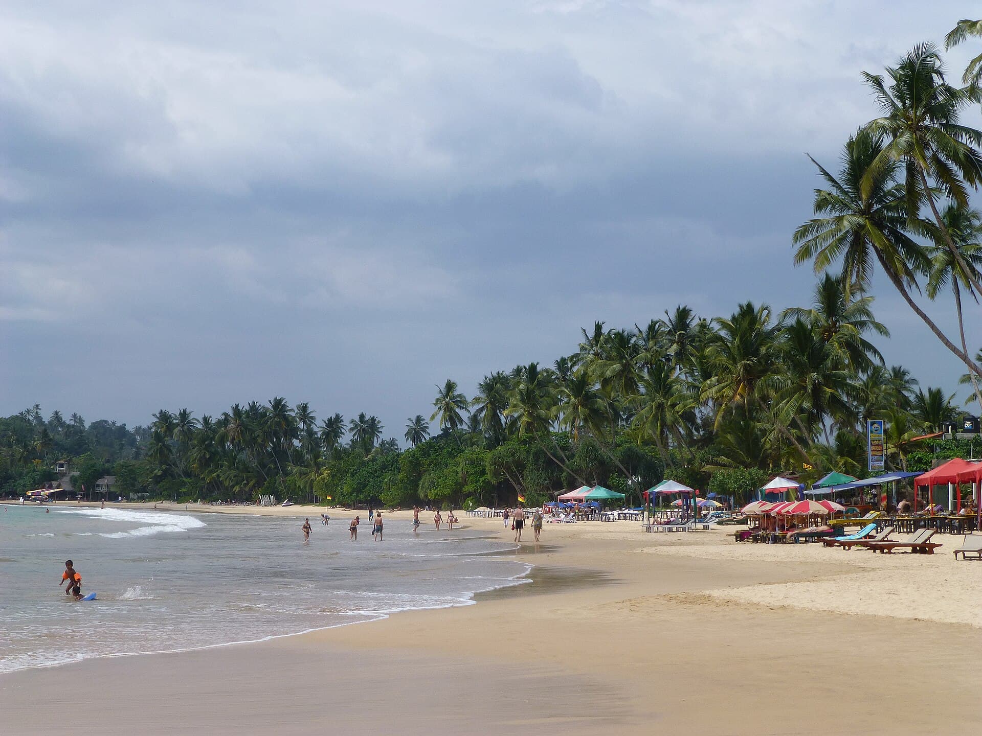 The palm-fringed bay at Mirissa on Sri Lanka’s south coast